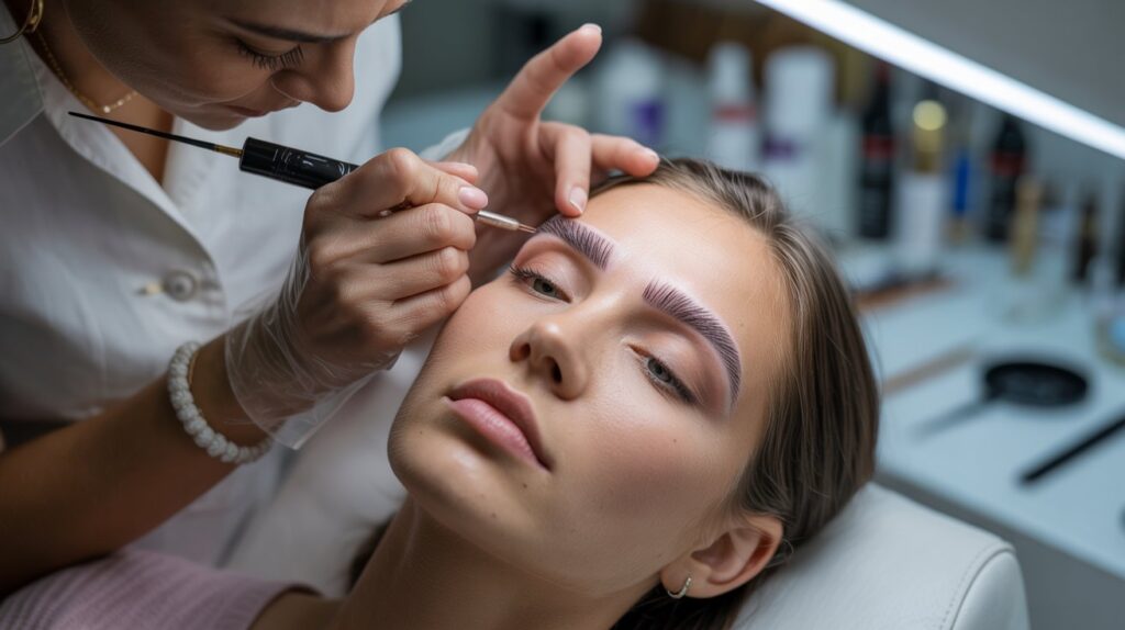 Permanent makeup using the hair method